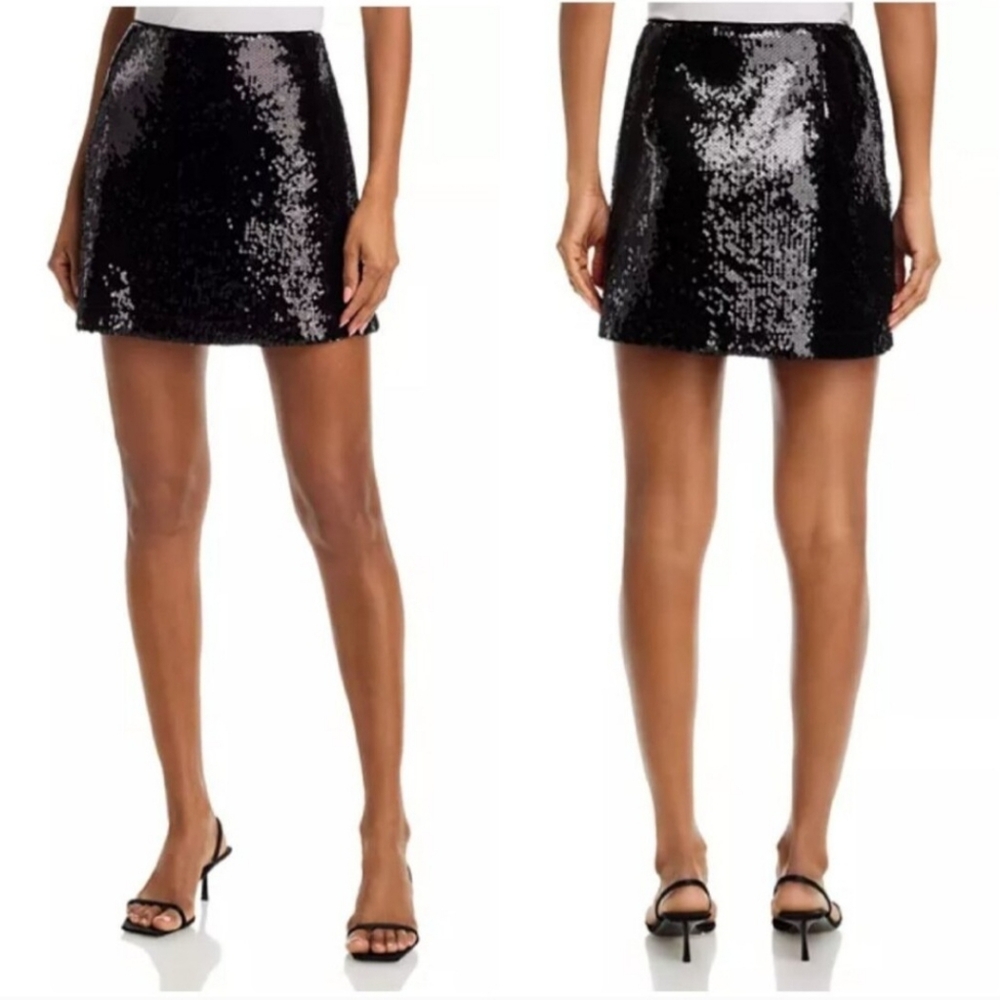 ANN TAYLOR LOFT BLACK SEQUIN MINI SKIRT SIZE 4